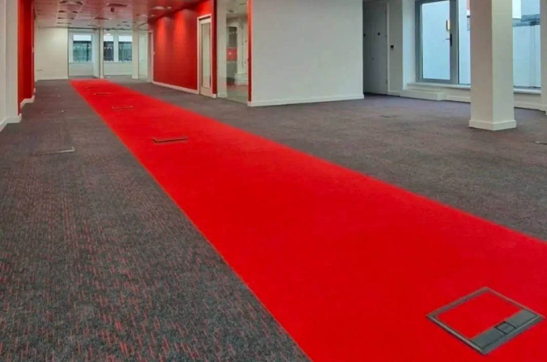 Carpet and contrasting walkway in a commercial installation