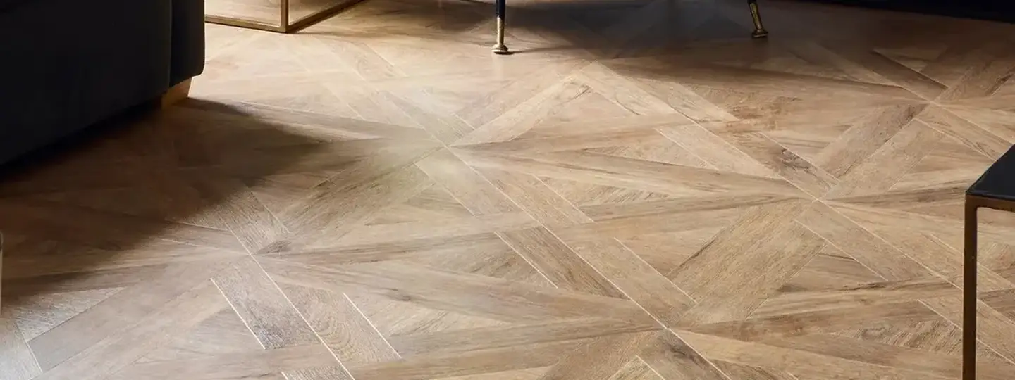 Luxury vinyl tile floor in a finished interior