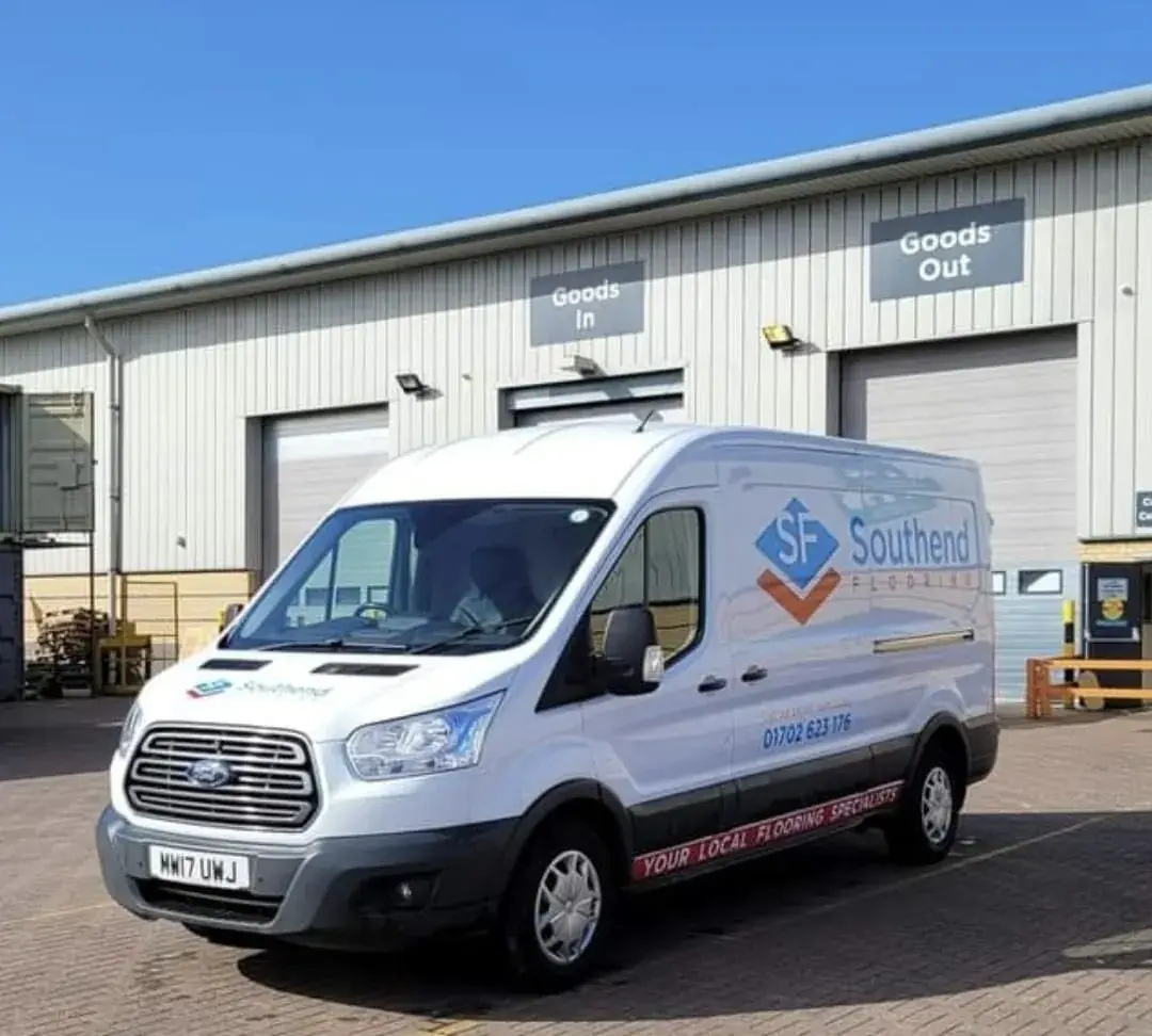 Southend Flooring mobile showroom parked outside the business premises